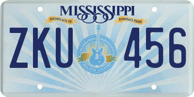 MS license plate ZKU456