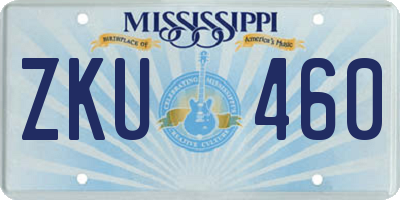 MS license plate ZKU460