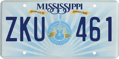 MS license plate ZKU461