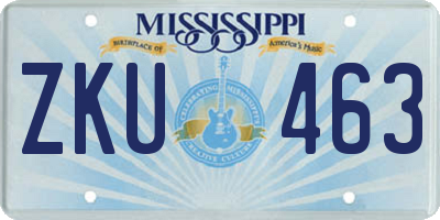 MS license plate ZKU463