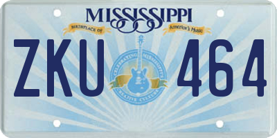 MS license plate ZKU464