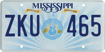 MS license plate ZKU465