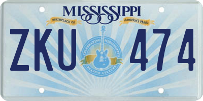 MS license plate ZKU474