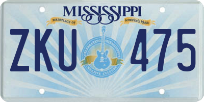 MS license plate ZKU475