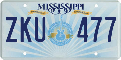 MS license plate ZKU477