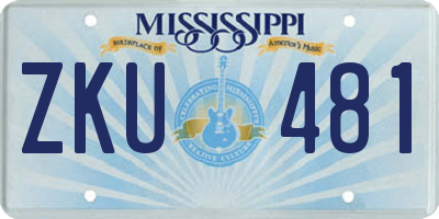 MS license plate ZKU481