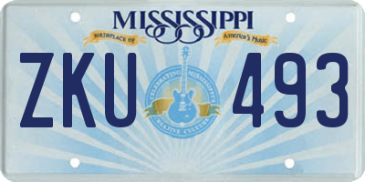 MS license plate ZKU493