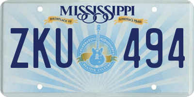 MS license plate ZKU494