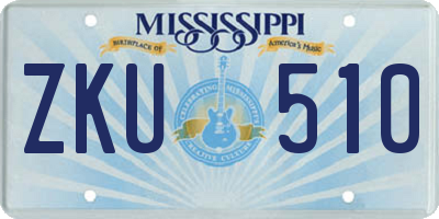 MS license plate ZKU510