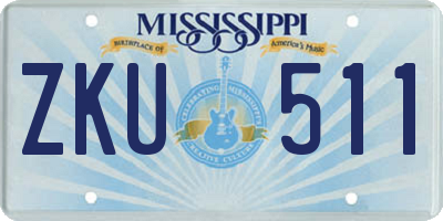 MS license plate ZKU511