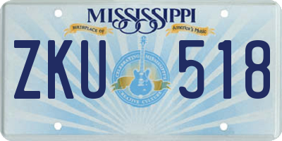 MS license plate ZKU518