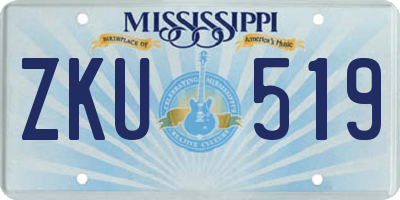 MS license plate ZKU519