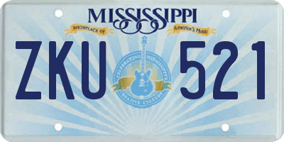 MS license plate ZKU521