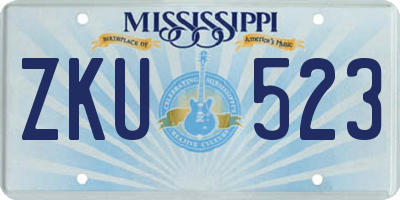 MS license plate ZKU523