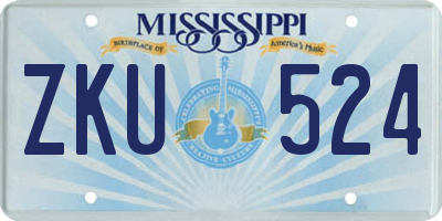 MS license plate ZKU524