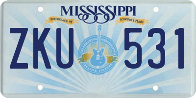 MS license plate ZKU531