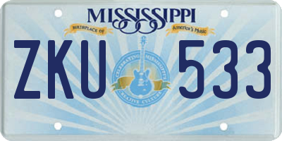 MS license plate ZKU533