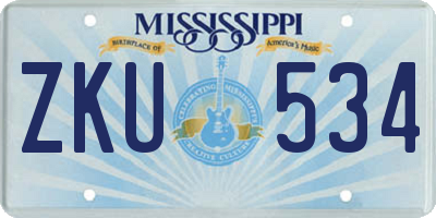 MS license plate ZKU534