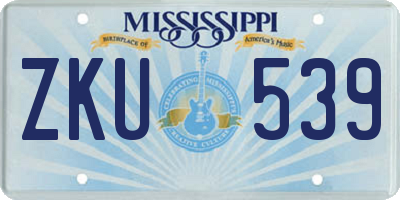 MS license plate ZKU539