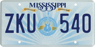 MS license plate ZKU540