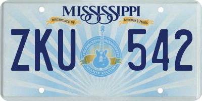 MS license plate ZKU542