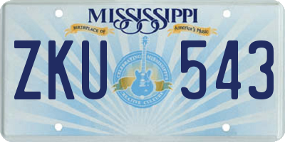MS license plate ZKU543
