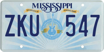 MS license plate ZKU547