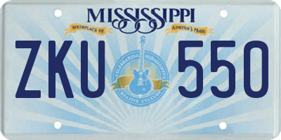 MS license plate ZKU550