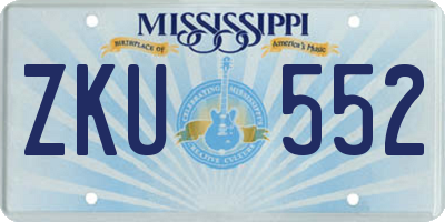 MS license plate ZKU552