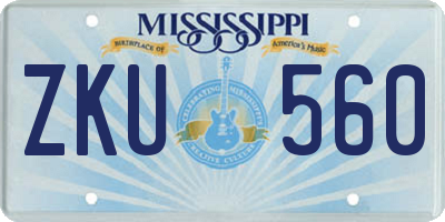 MS license plate ZKU560