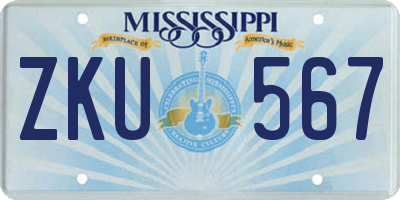 MS license plate ZKU567