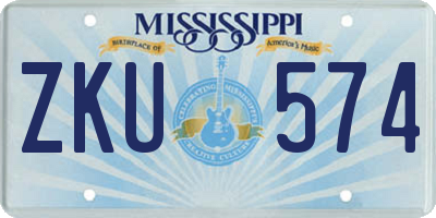 MS license plate ZKU574