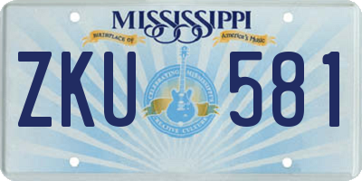 MS license plate ZKU581