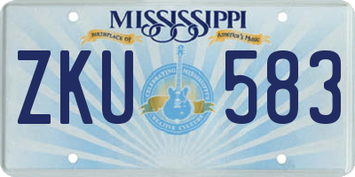 MS license plate ZKU583