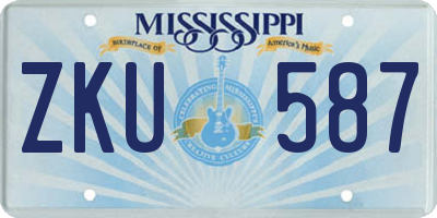 MS license plate ZKU587
