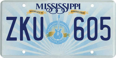 MS license plate ZKU605
