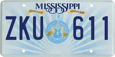 MS license plate ZKU611