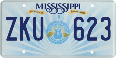 MS license plate ZKU623