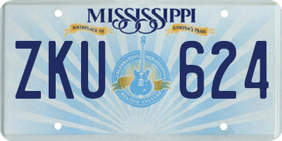 MS license plate ZKU624