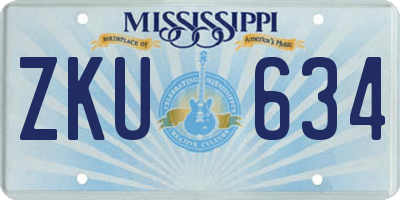 MS license plate ZKU634