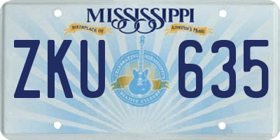 MS license plate ZKU635