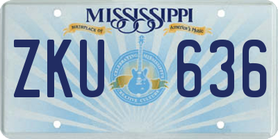 MS license plate ZKU636