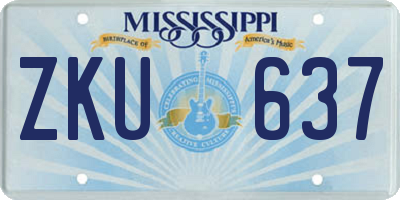 MS license plate ZKU637