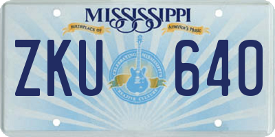 MS license plate ZKU640