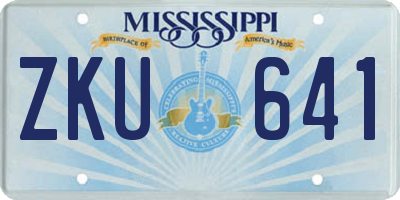 MS license plate ZKU641