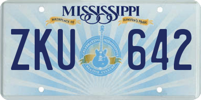 MS license plate ZKU642