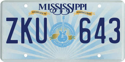 MS license plate ZKU643