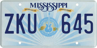 MS license plate ZKU645