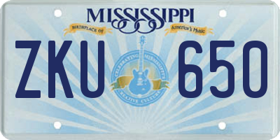 MS license plate ZKU650