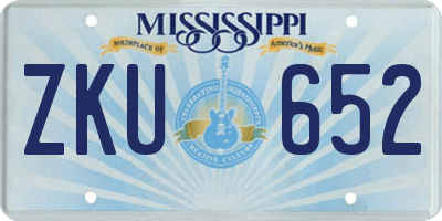 MS license plate ZKU652
